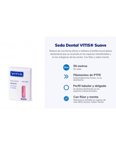 Seda Dental suave VITIS® con Flúor y Menta - Dispensador 50 M