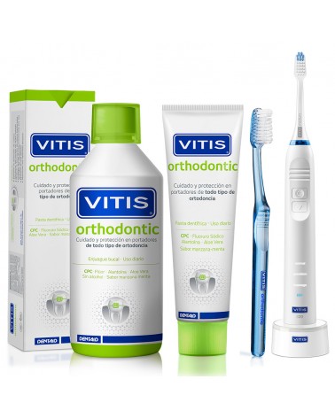 Pack Orthodontic premium: Colutorio VITIS® Ortho 500ml + Pasta VITIS® Ortho 100ml + Cepillo Vitis Ortho de regalo