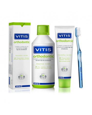 Pack Orthodopntic básico: Colutorio VITIS® Ortho 500ml + Pasta VITIS® Ortho 100ml +Cepillo Vitis Ortho de regalo